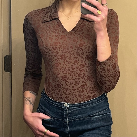 Vintage Papillon Blanc Collared Bodysuit - Picture 3 of 8